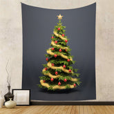 Lofaris Gold Tassel Red Balls Tree Christmas Wall Tapestry